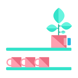 Ilustração de uma planta sobre uma mesa de escritório.
