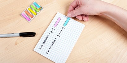Using Post-it® Grid Notes, grid out the circumference of the wheel and the circumference of the motor